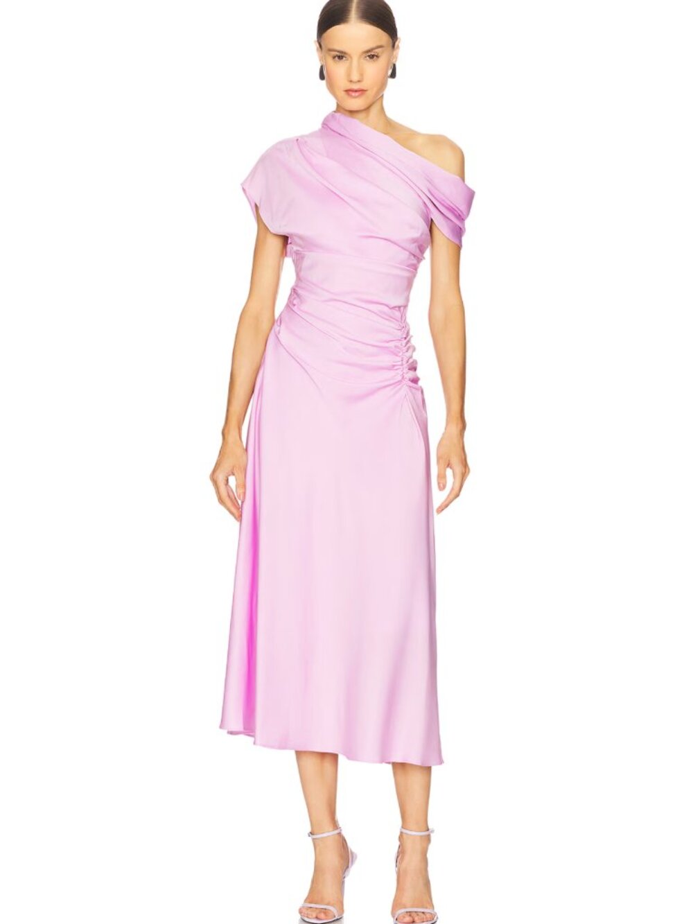 SIMKHAI Joanna Midi Dress in Orchid Light Purple Pink Formal Wedding Guest Gown